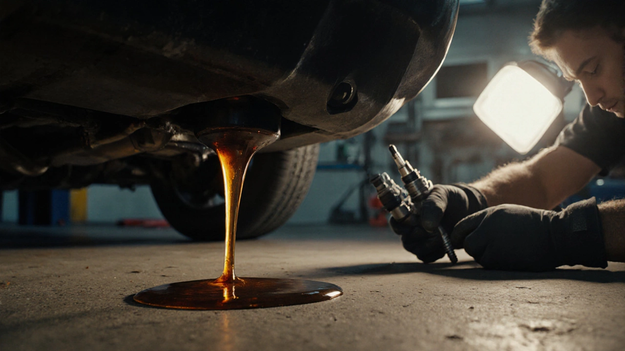 Механик осматривает загрязнённые форсунки и топливный осадок из бака.