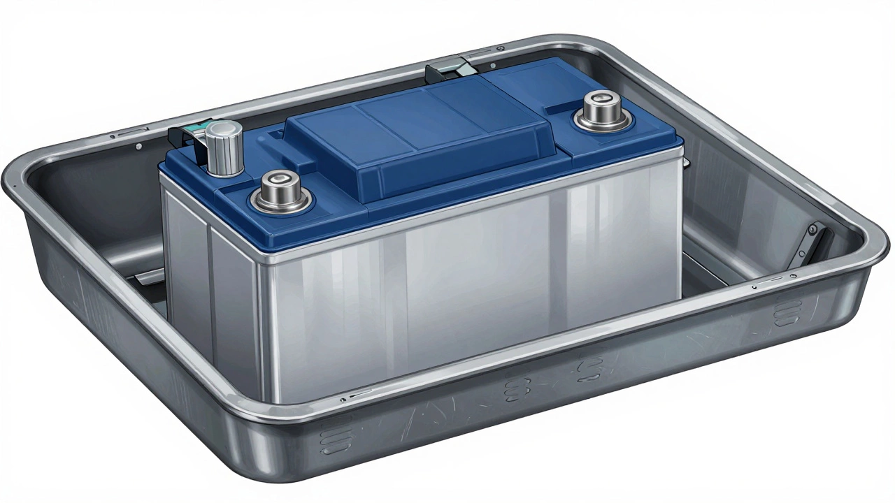 Правильно подобранный аккумулятор идеально вмещается в отсек автомобиля.