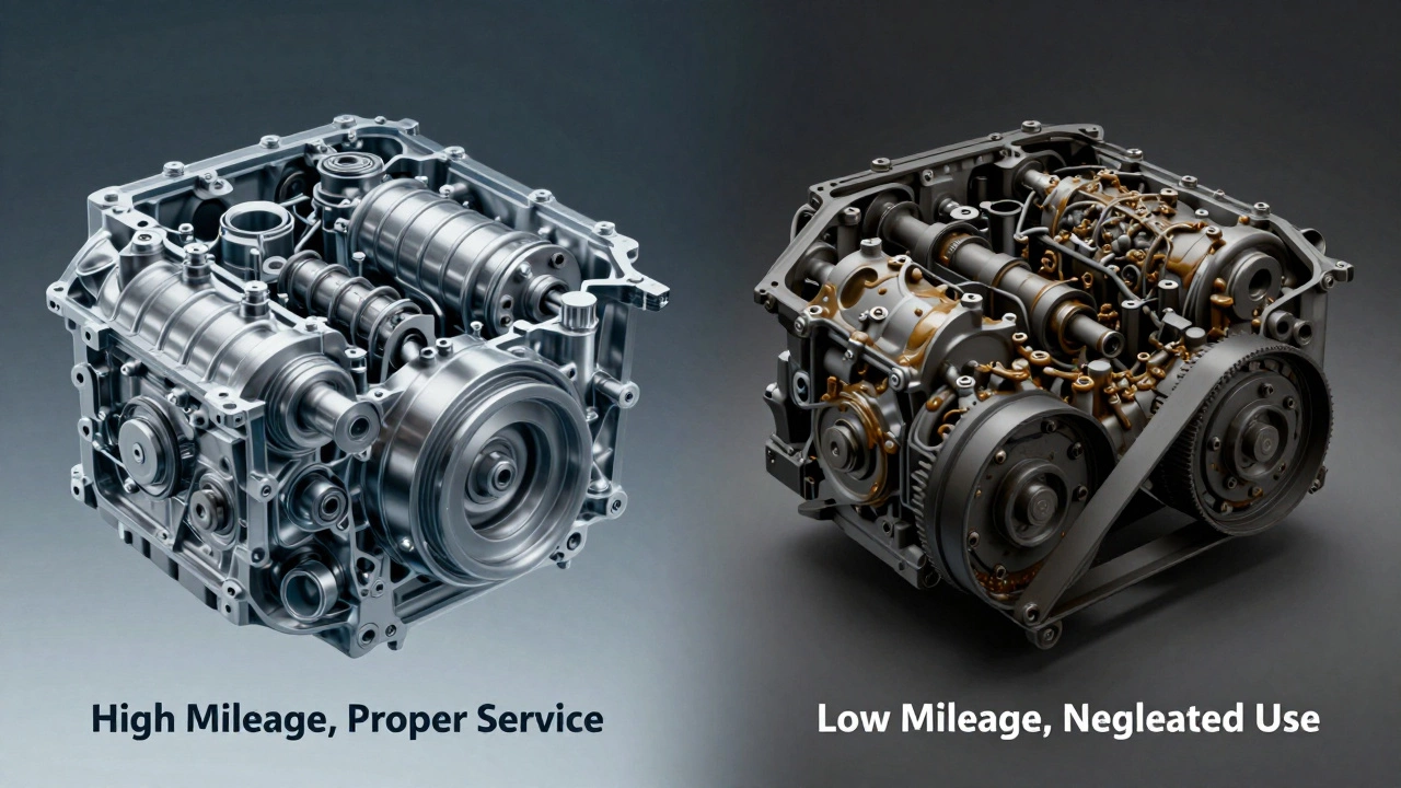 Прозрачный двигатель: одна сторона — чистая и обслуживаемая, другая — загрязнённая и изношенная