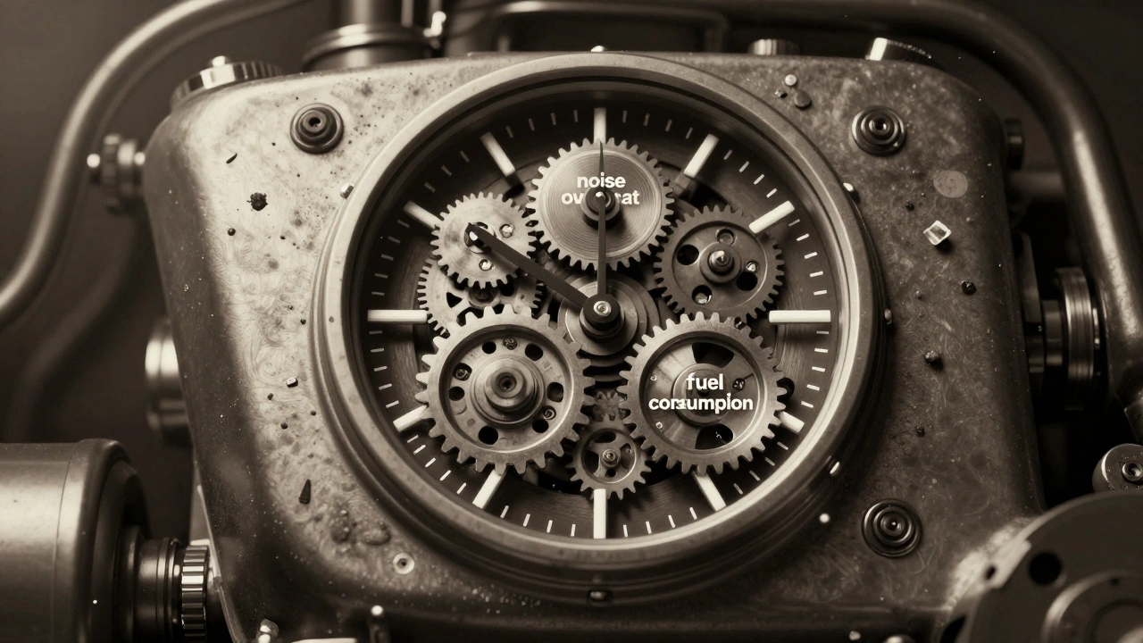 Часы внутри масляного поддона, символизирующие последствия несвоевременной замены масла.