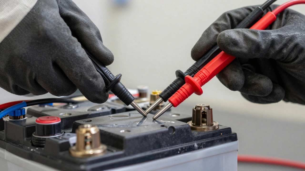 Проверка напряжения аккумулятора мультиметром в сервисе