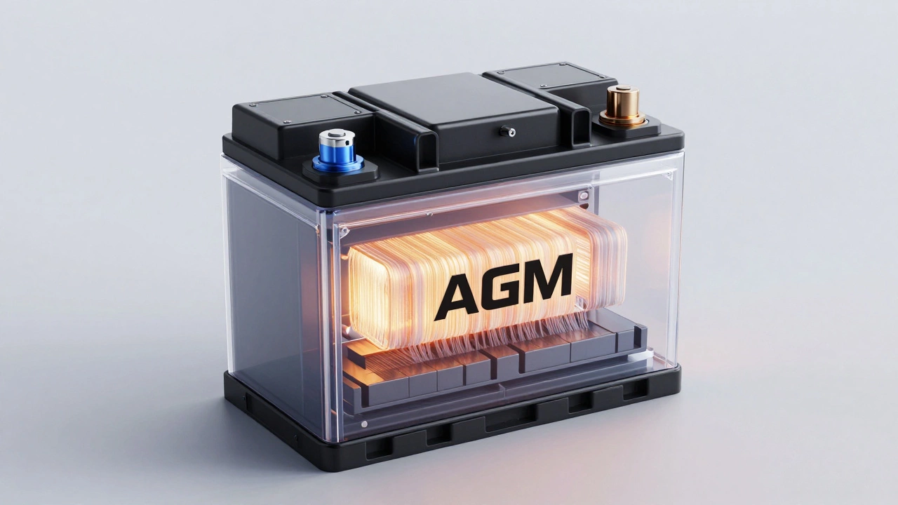 Схема внутреннего устройства батареи АГМ в разрезе